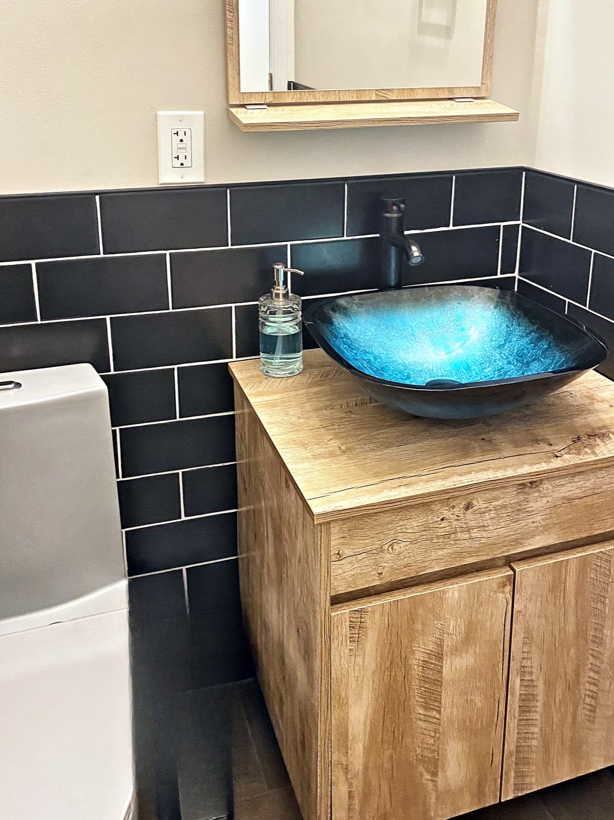 Finished bathroom vanity in a Forks Township home